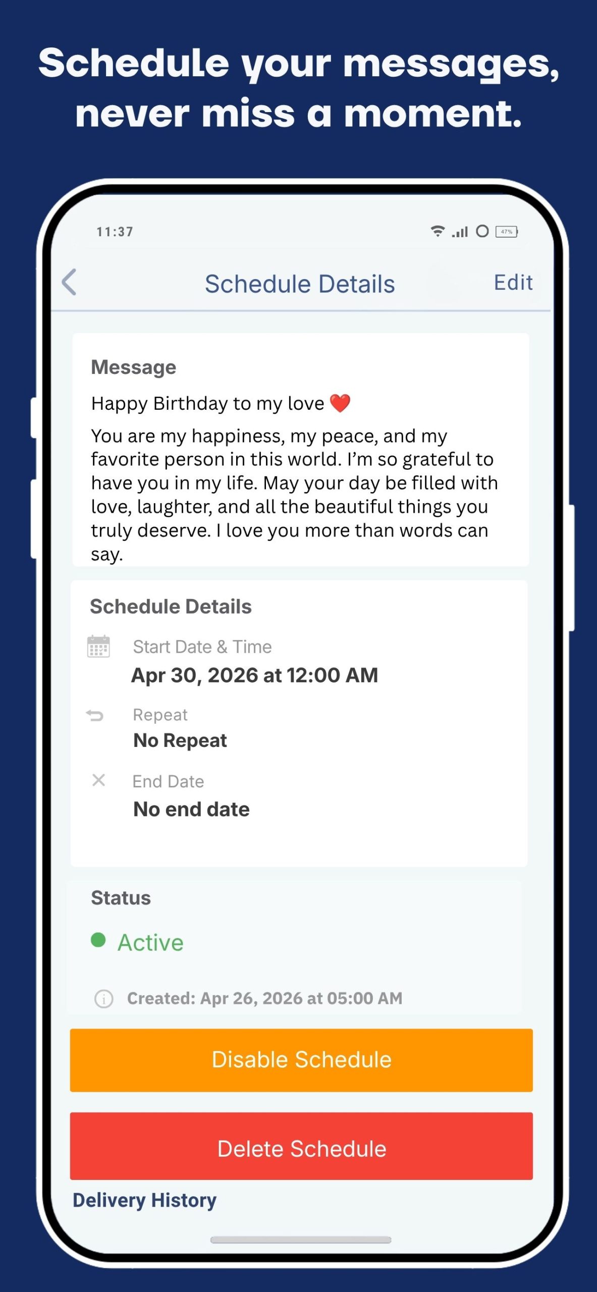 Schedule Message Overview